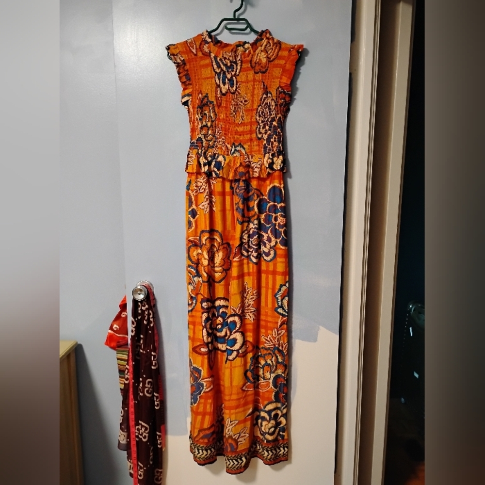FARM RIO Multicolor Smocked Wide Leg Jumpsuit XS - Picture 6 of 11